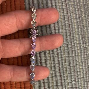 Sterling Silver SGL India Citrine, Amethyst,Topaz tennis bracelet.